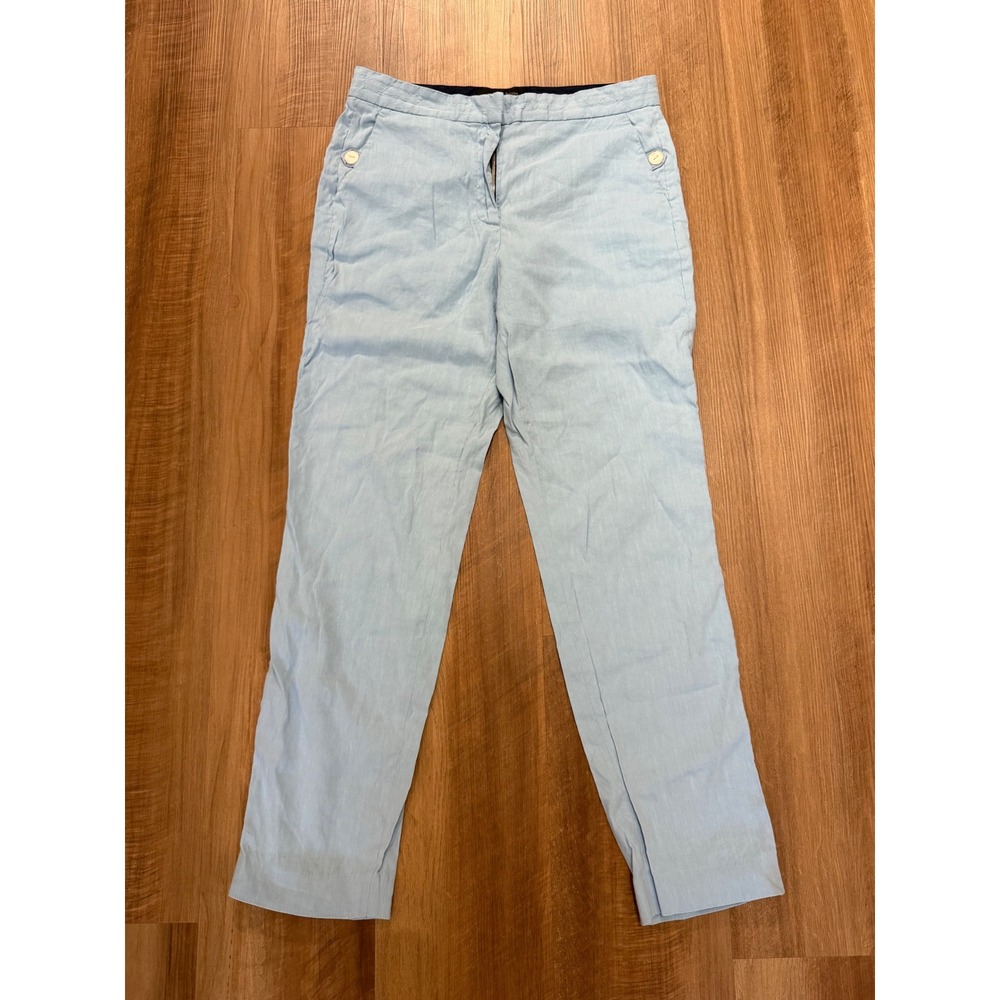Rag & Bone Pants Womens 4 Light Blue Linen Blend Straight Leg Trousers